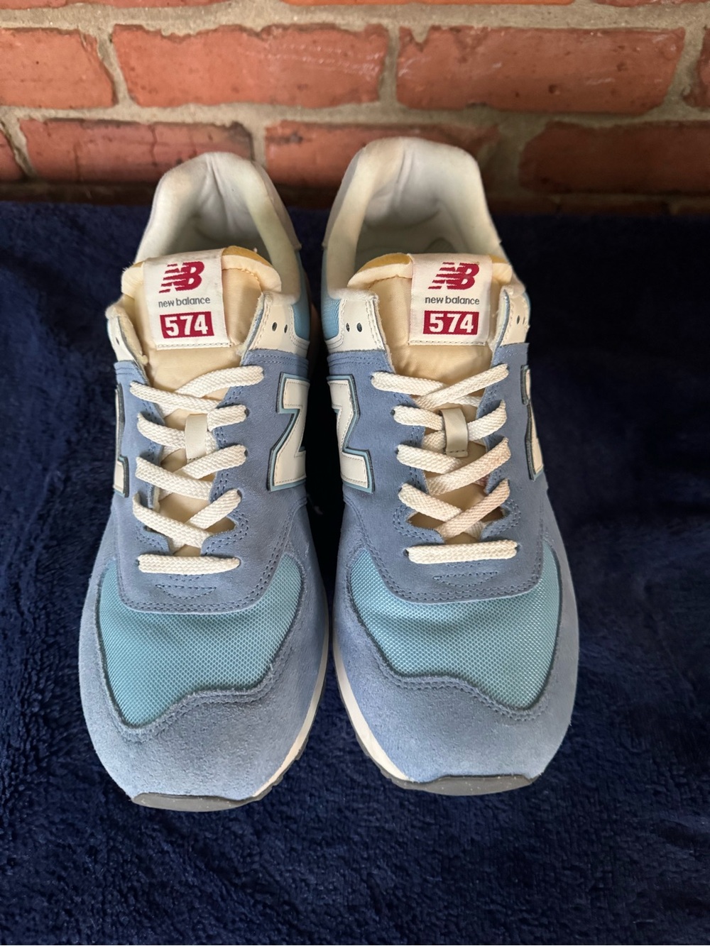 New Balance 574 Light Blue Suede & Mesh Sneakers
